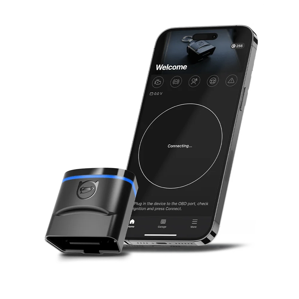 Dispositivo OBDeleven e smartphone com o app